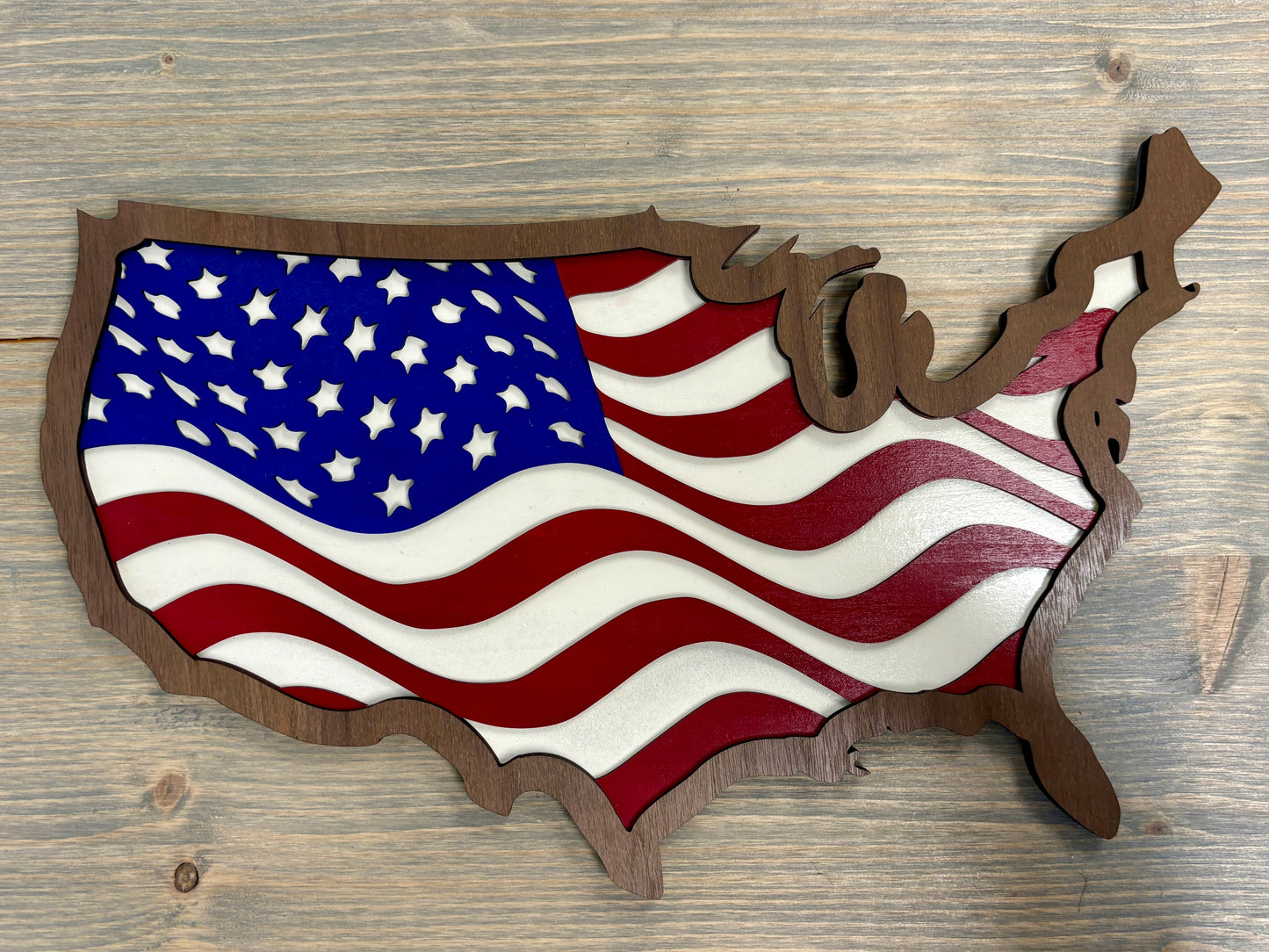 USA Shaped American Flag Sign