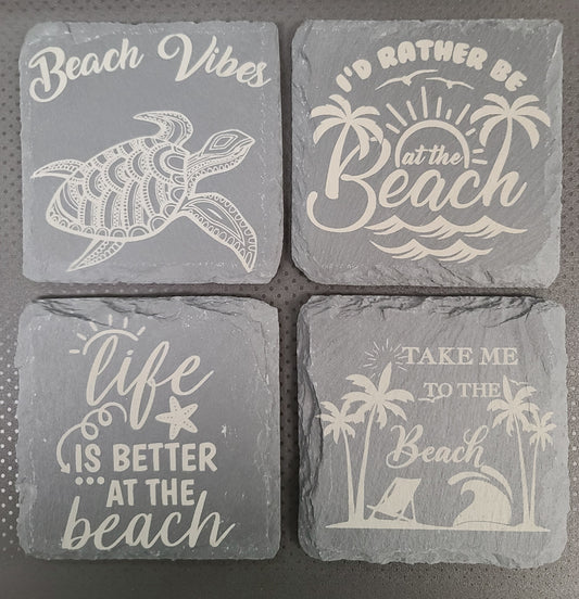 Beach Theme Slate Coasters